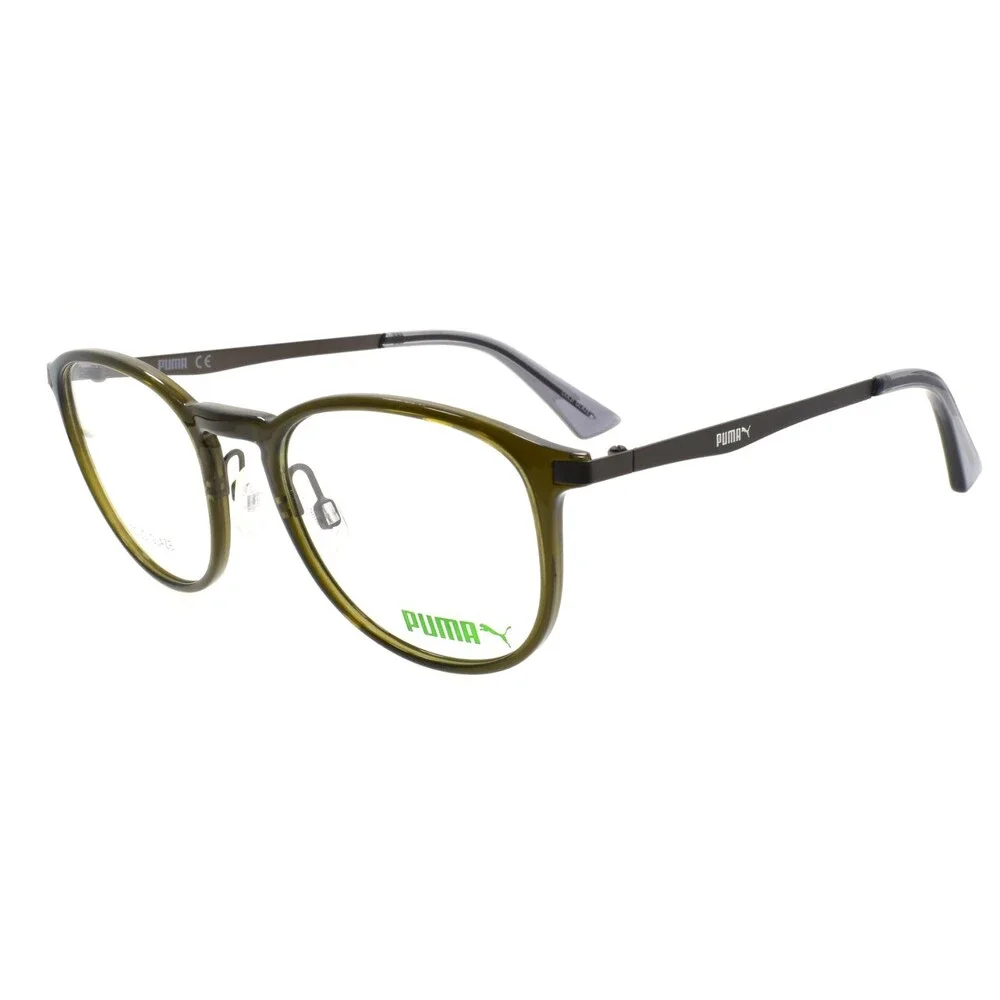 PUMA PU0078O 002 Unisex Eyeglasses Frames 49-20-140 Green / Ruthenium
